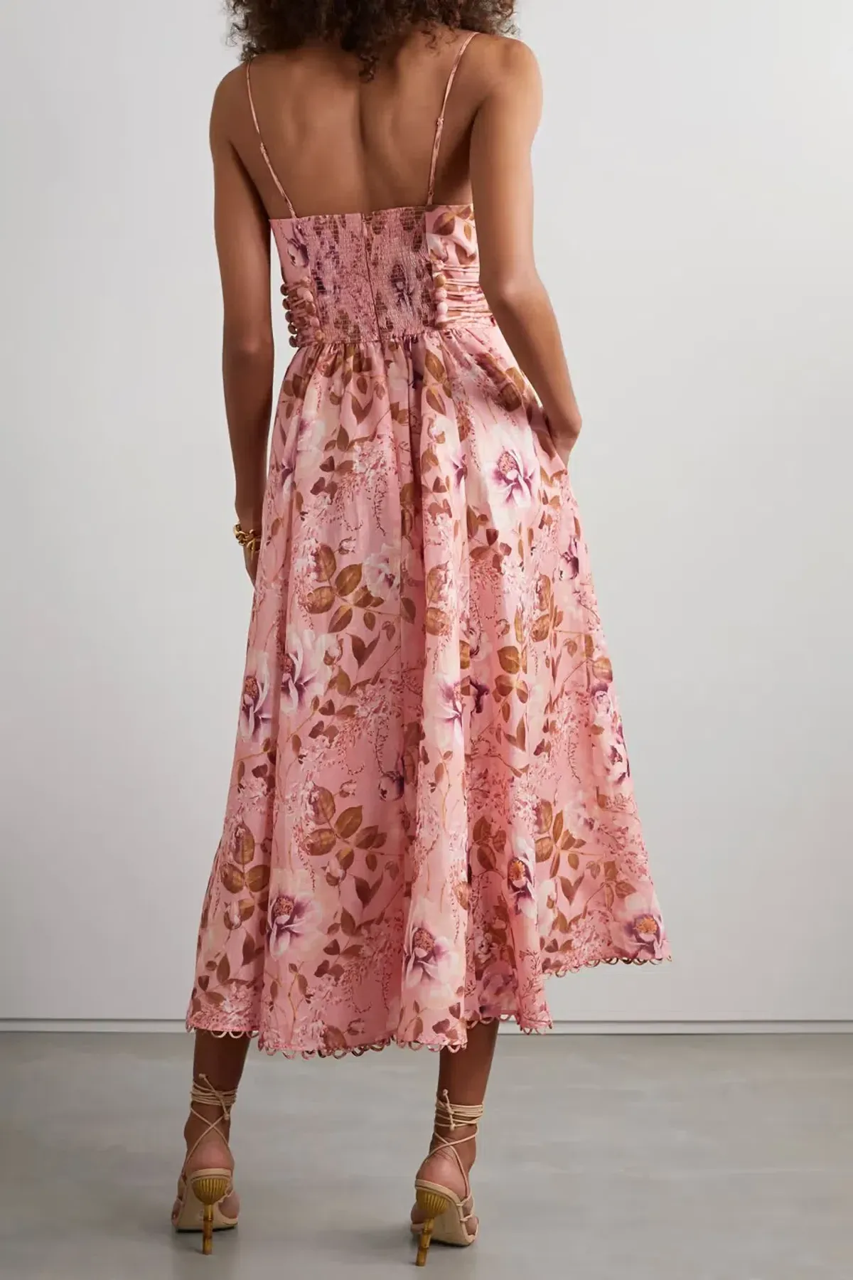 Zimmermann Rosa Floral Linen Midi Dress Pink Floral Size 16 - Image 3