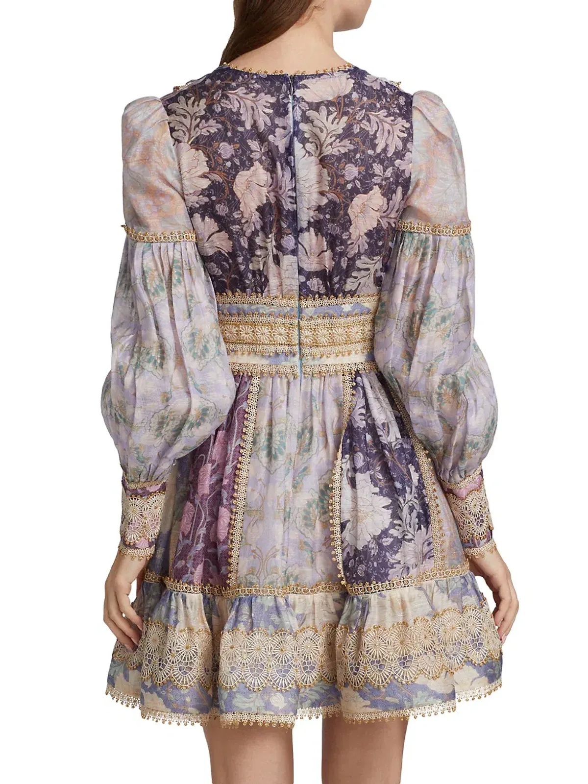 Zimmermann Celestial Lace Panelled Mini Dress Purple Floral Size 1 / Au 10 - Image 4