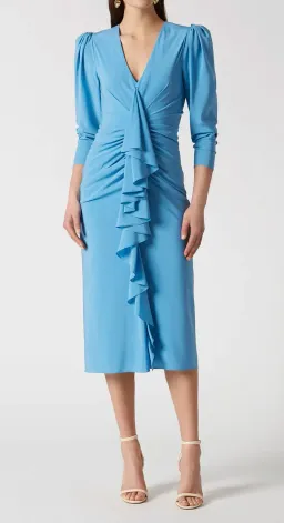 Scanlan Theodore Silk Drape Sleeve Dress Blue Size 8 for rent on The Volte - image 5