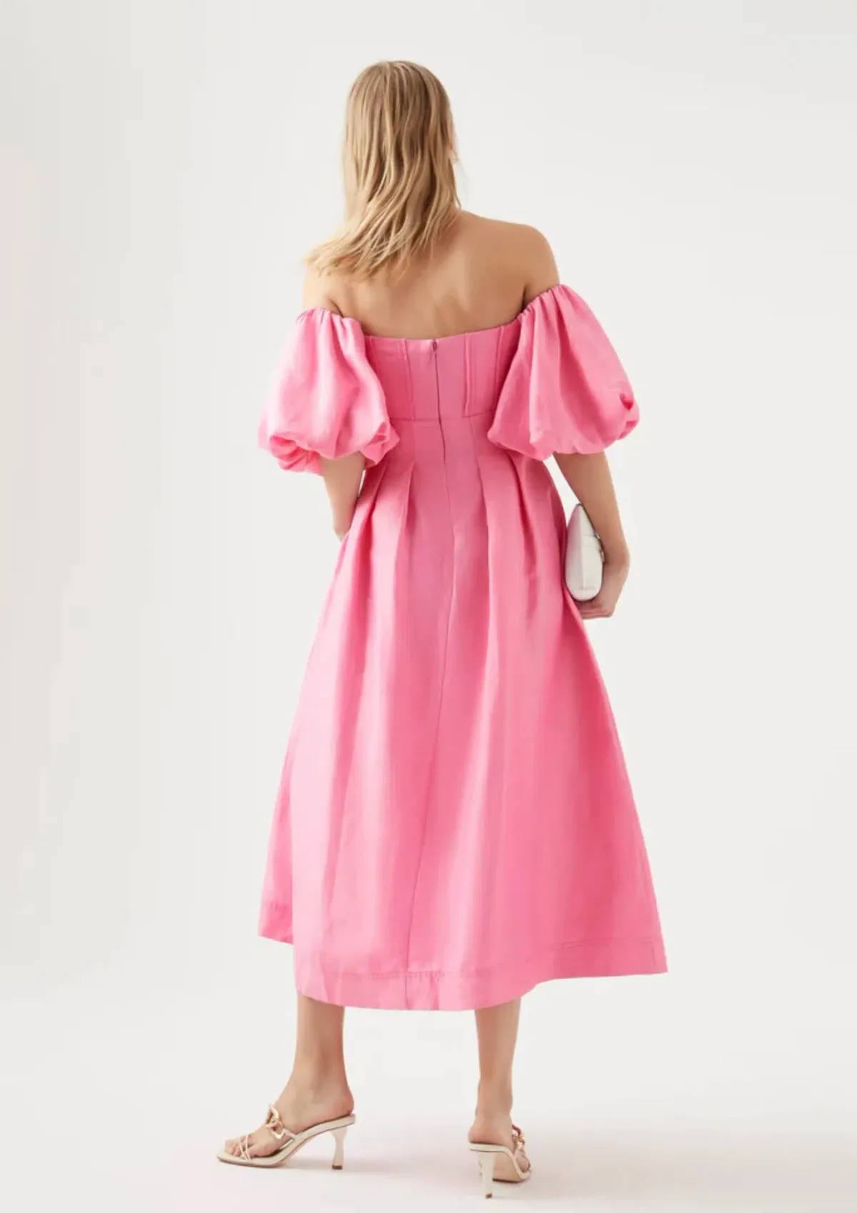 AJE Eugenie Off Shoulder Midi Dress French Rose Pink Size 8 - Image 2