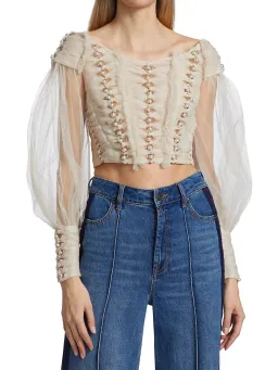 Zimmermann Rhythmic Chain Pearl Bodice Milk Size 0/Au 8 for rent on The Volte - image 1