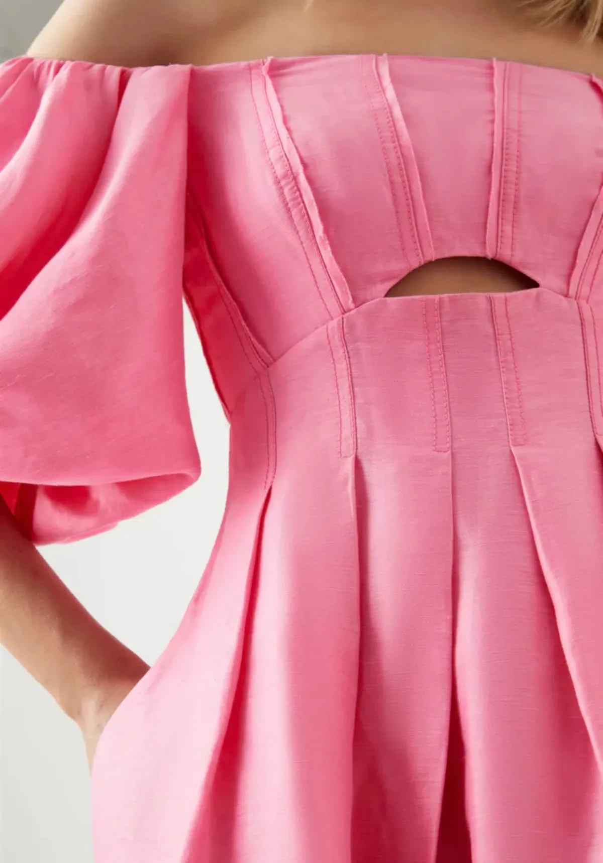 Aje Eugenie Off Shoulder Midi Dress Pink Size 10 - Image 2