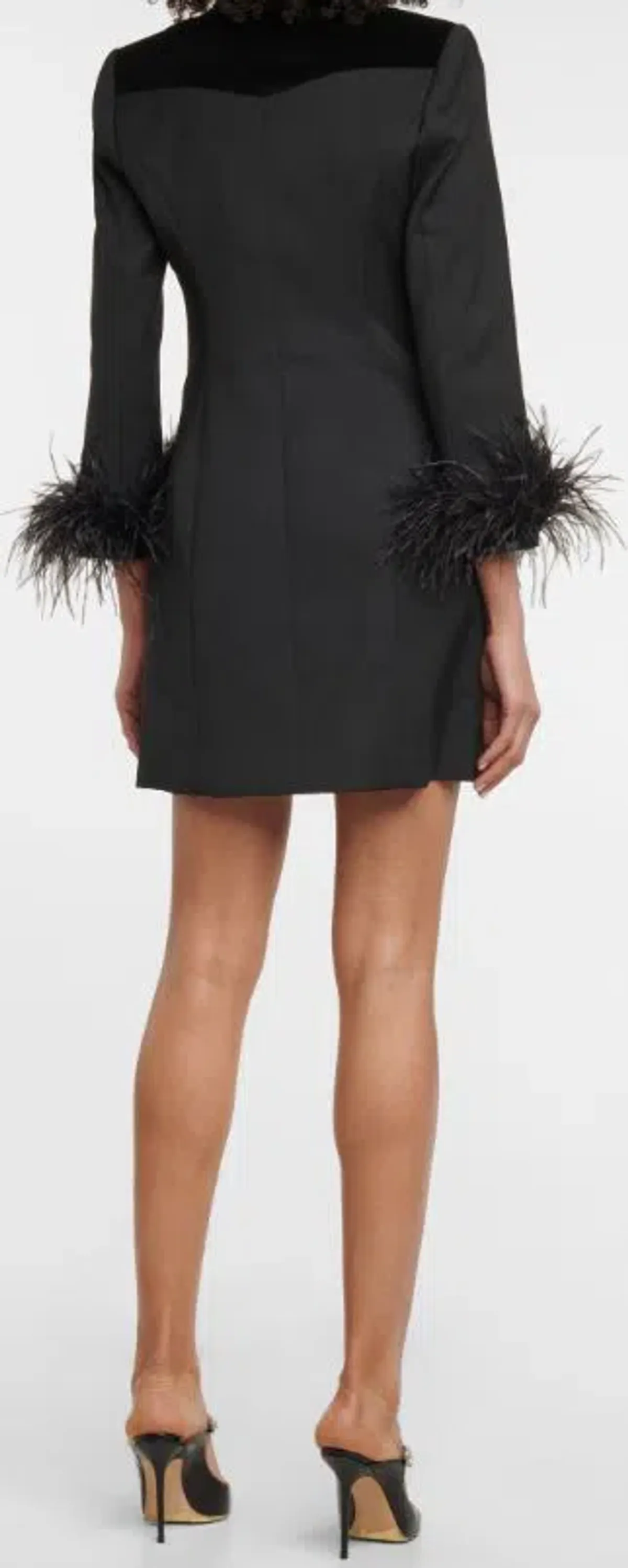 Rebecca Vallance Kawani Feather Trimmed Mini Dress Black Size 8 - Image 3