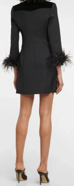 Rebecca Vallance Kawani Feather Trimmed Mini Dress Black Size 8 for rent on The Volte - image 3