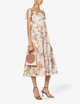 Zimmermann Pattie Floral Print Cotton Midi Dress Cream Floral Size 4 for rent on The Volte - image 3