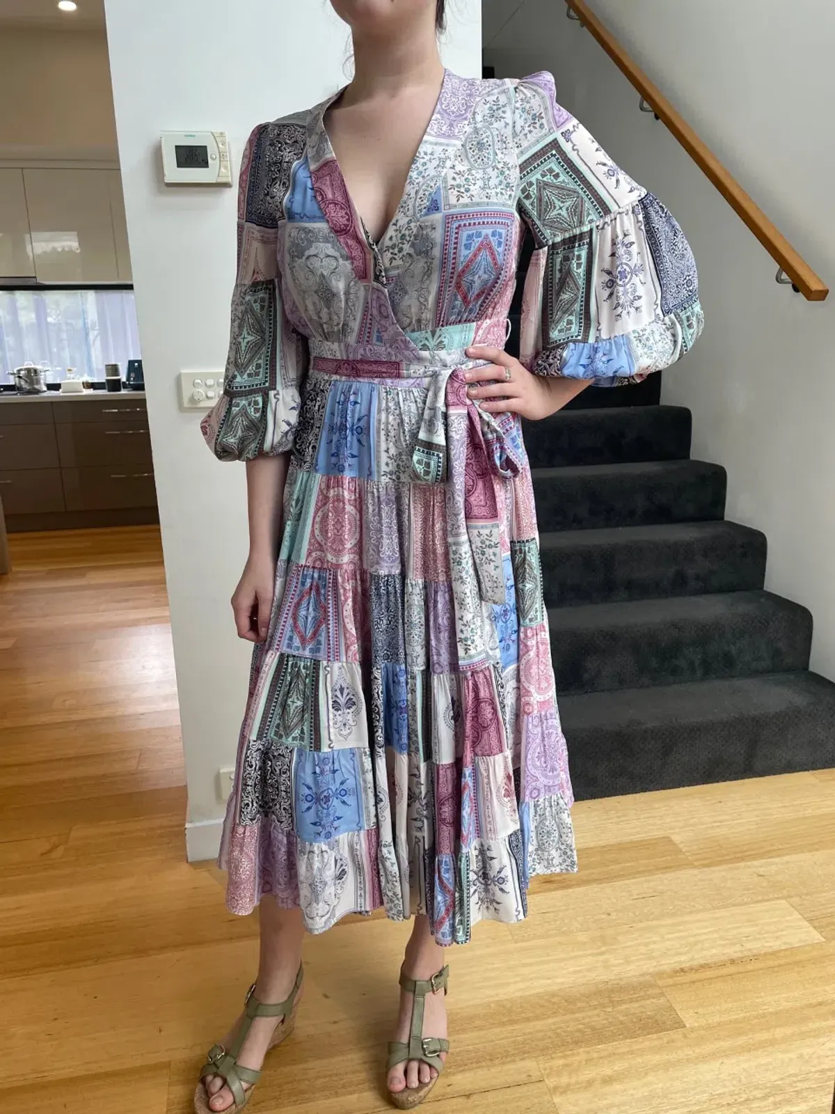 Zimmermann Wrap Midi Dress Multi Zodiac Cards Print Size 2 /Au  12 - Image 5