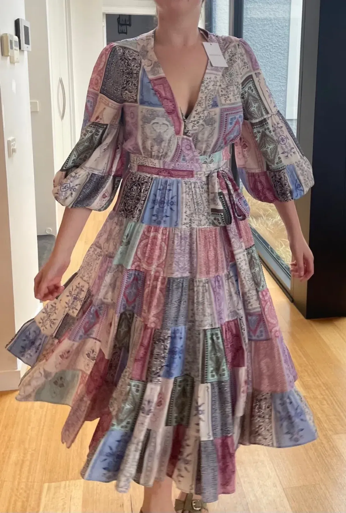 Zimmermann Wrap Midi Dress Multi Zodiac Cards Print Size 2 /Au  12 - Image 4