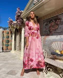 Sheike Swan Lake Dress Pink Floral Print Size 6 for rent on The Volte - image 2