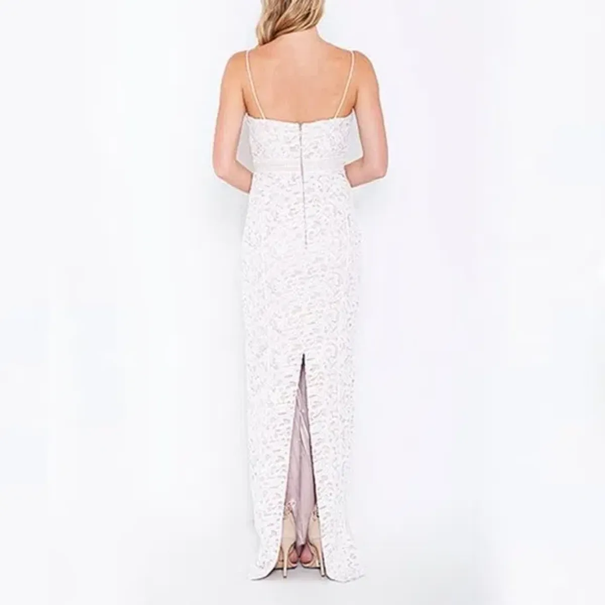 Bariano Emma Sweetheart Lace Gown White/Nude Size 8 - Image 3