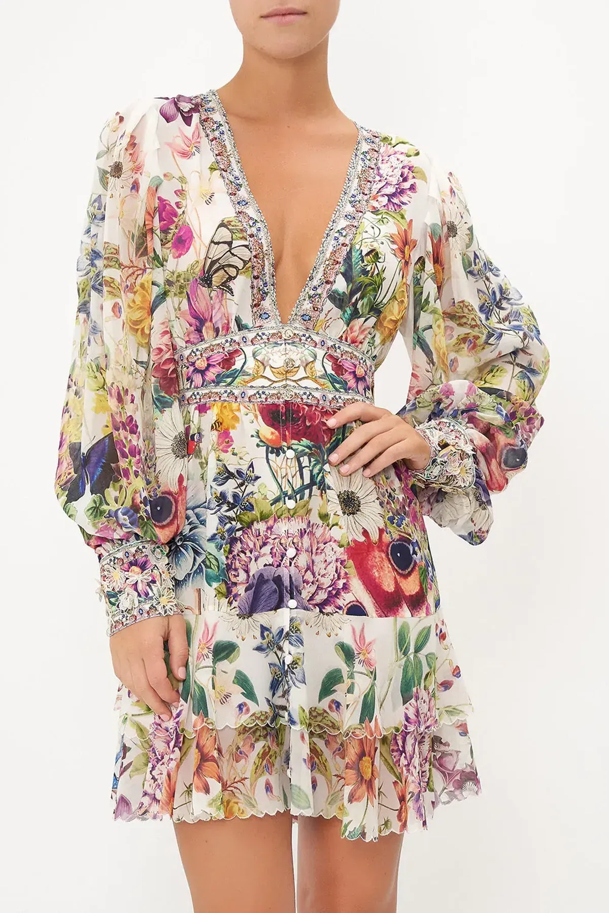 Camilla Button Front Frill Dress Queens Bee Hive Print Size 6 - Image 2