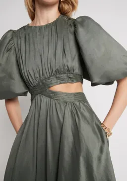 Aje Tidal Tucked Cut Out Midi Dress Green Size 8 for rent on The Volte - image 2