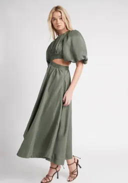 Aje Tidal Tucked Cut Out Midi Dress Green Size 8 for rent on The Volte - image 4