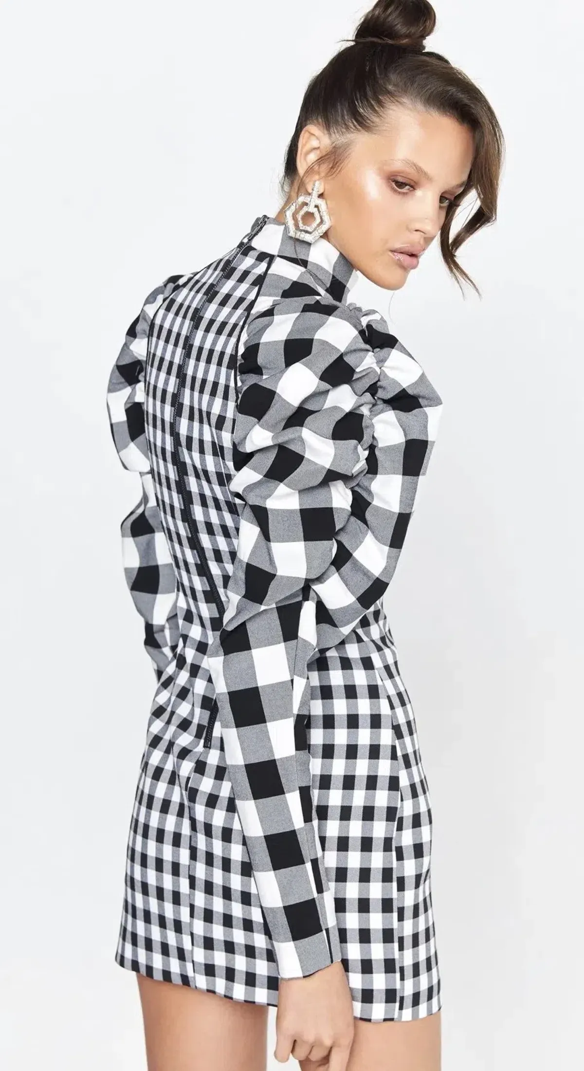 Mossman Cross Check Mini Dress Print Size 8 - Image 4