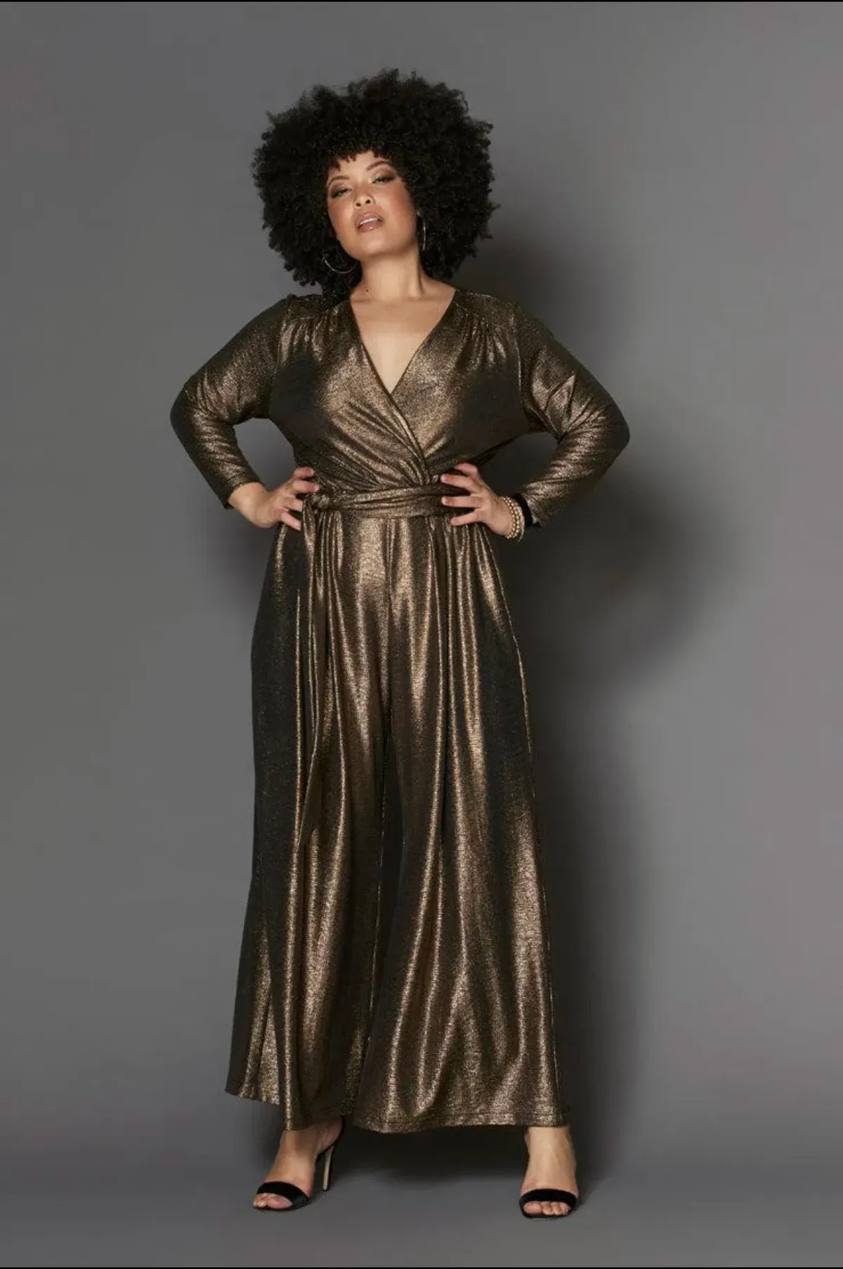 Embody Women Helena Jumpsuit Gold Metallic Size 12 - Image 1