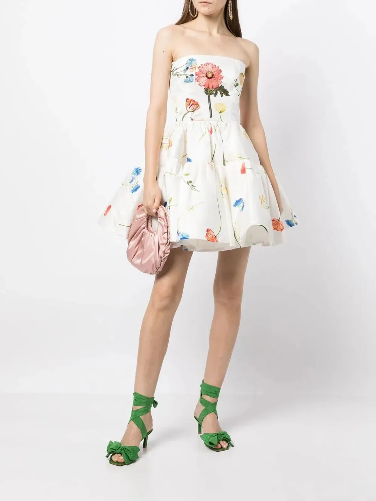 Leo Lin The Fields Embroidered Bustier Mini Dress White Floral Size 14  - Image 2