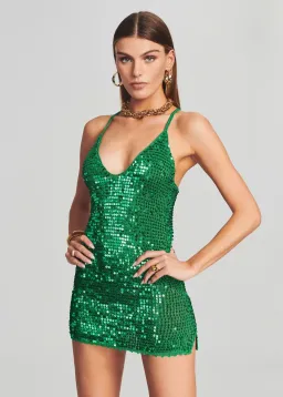 Retrofete Elliana Sequin Mini Dress Green Size S/M / Au 8 for rent on The Volte - image 2