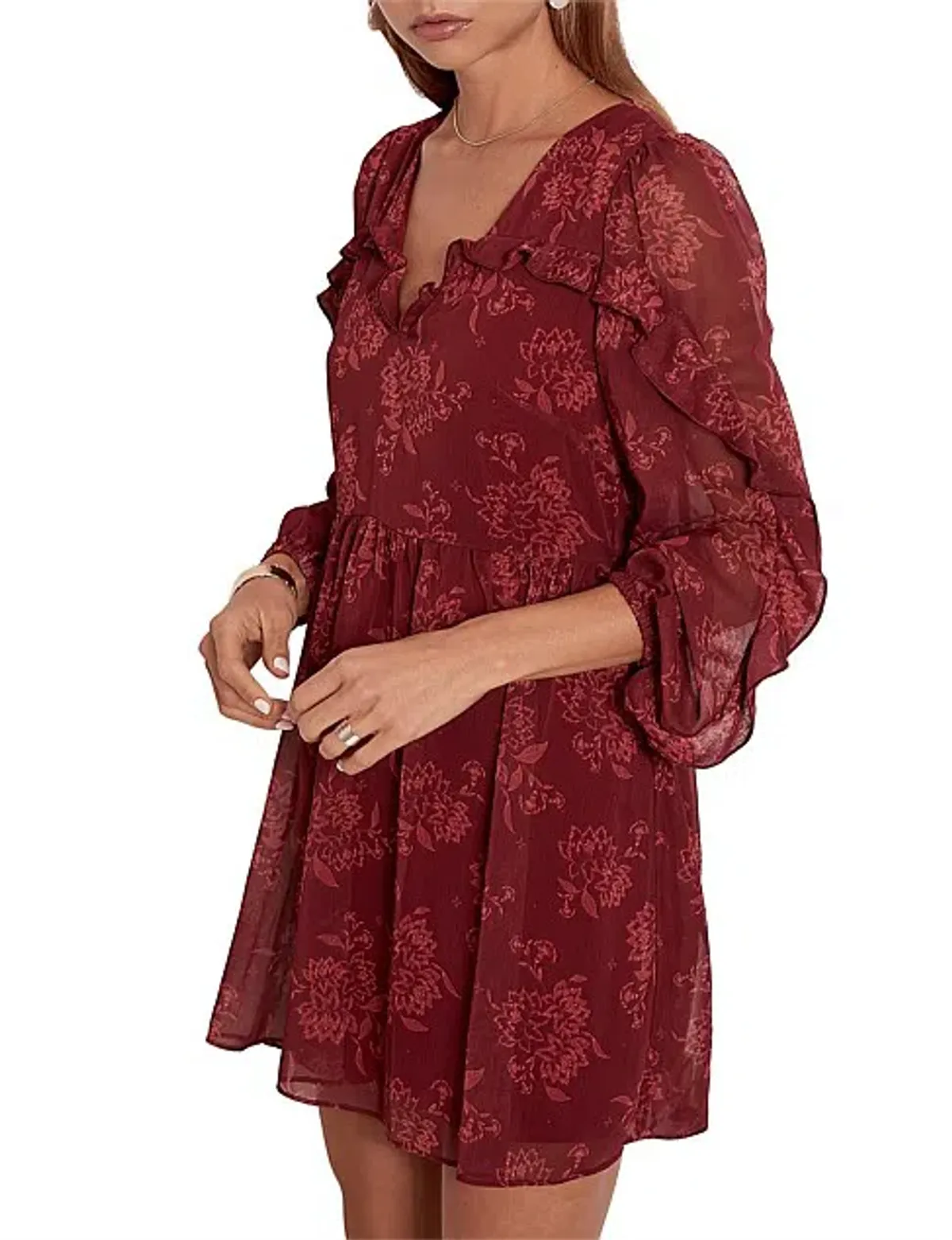 Steele Sahara Mini Dress Maroon Size Small - Image 3