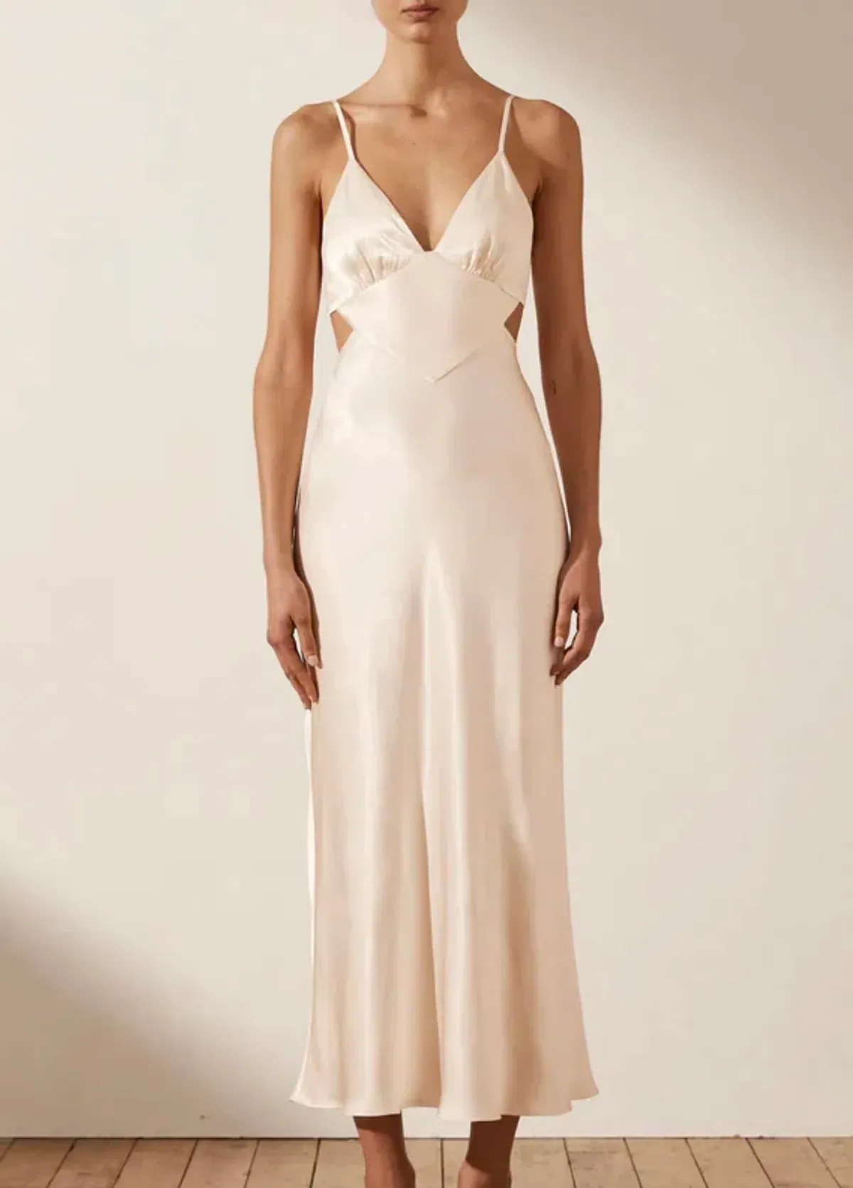 Shona Joy La Lune Backless Midi Dress Cream Size 6 - Image 1