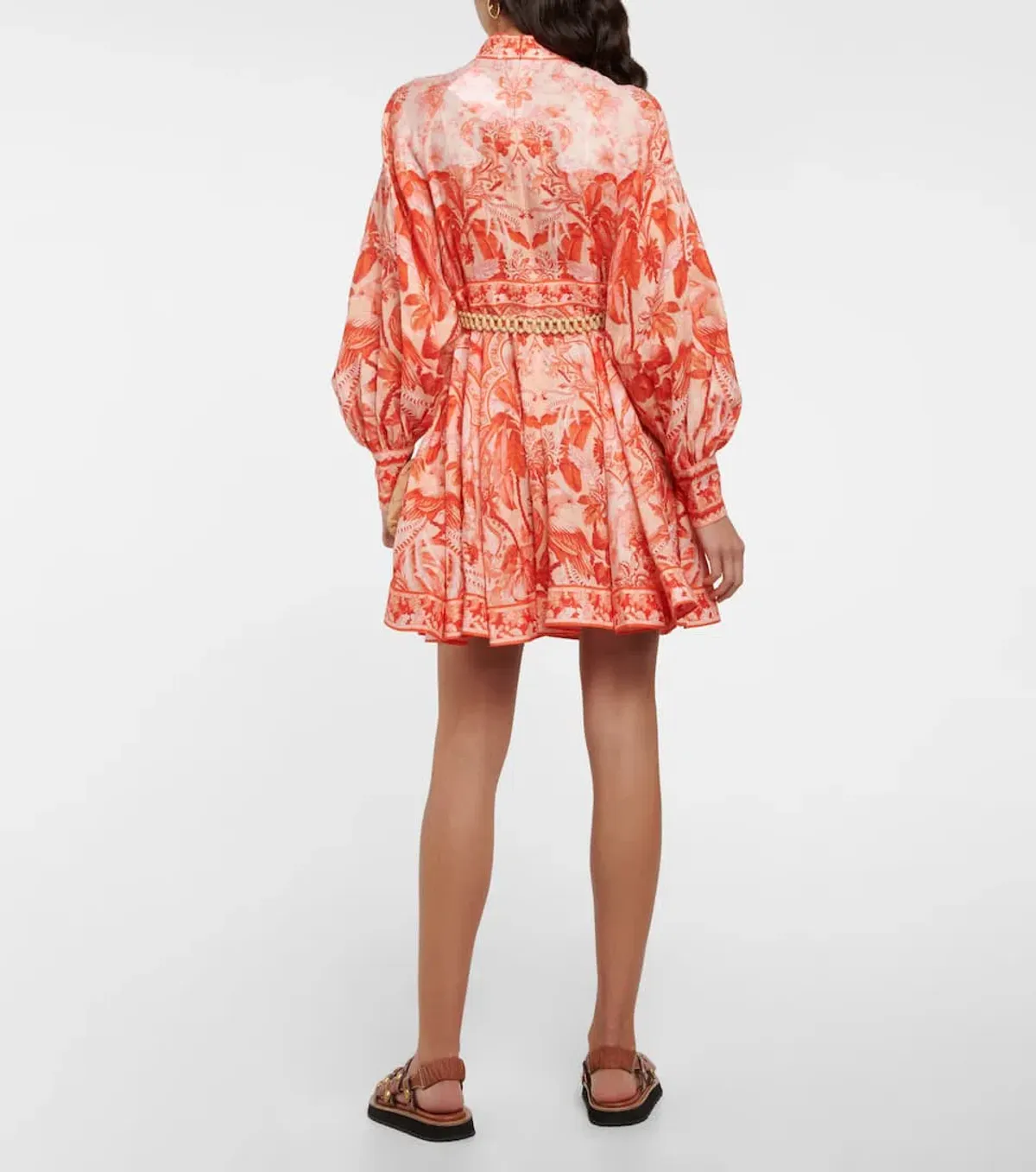 Zimmermann Lyre Billow Sleeve Mini Dress  Red Palm Size 1/Au 10  - Image 2