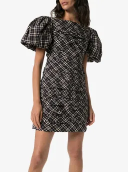 Khaite Shelly Checked Dress Navy Check Size 6 for rent on The Volte - image 1