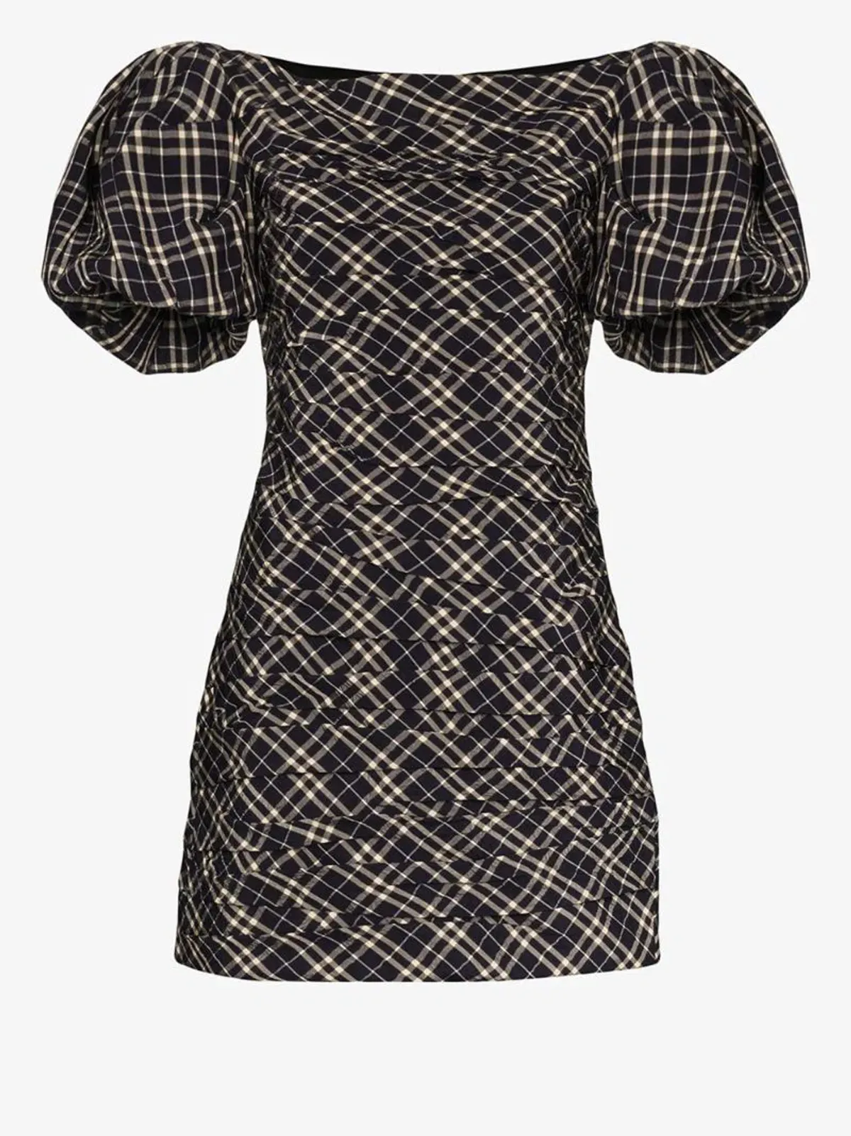 Khaite Shelly Checked Dress Navy Check Size 6 - Image 3