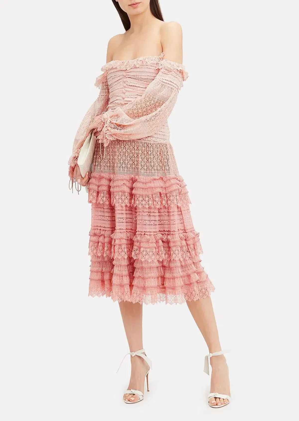 Jonathan Simkhai Lace Knit Off-The-Shoulder Dress Pink Size 6 - Image 1