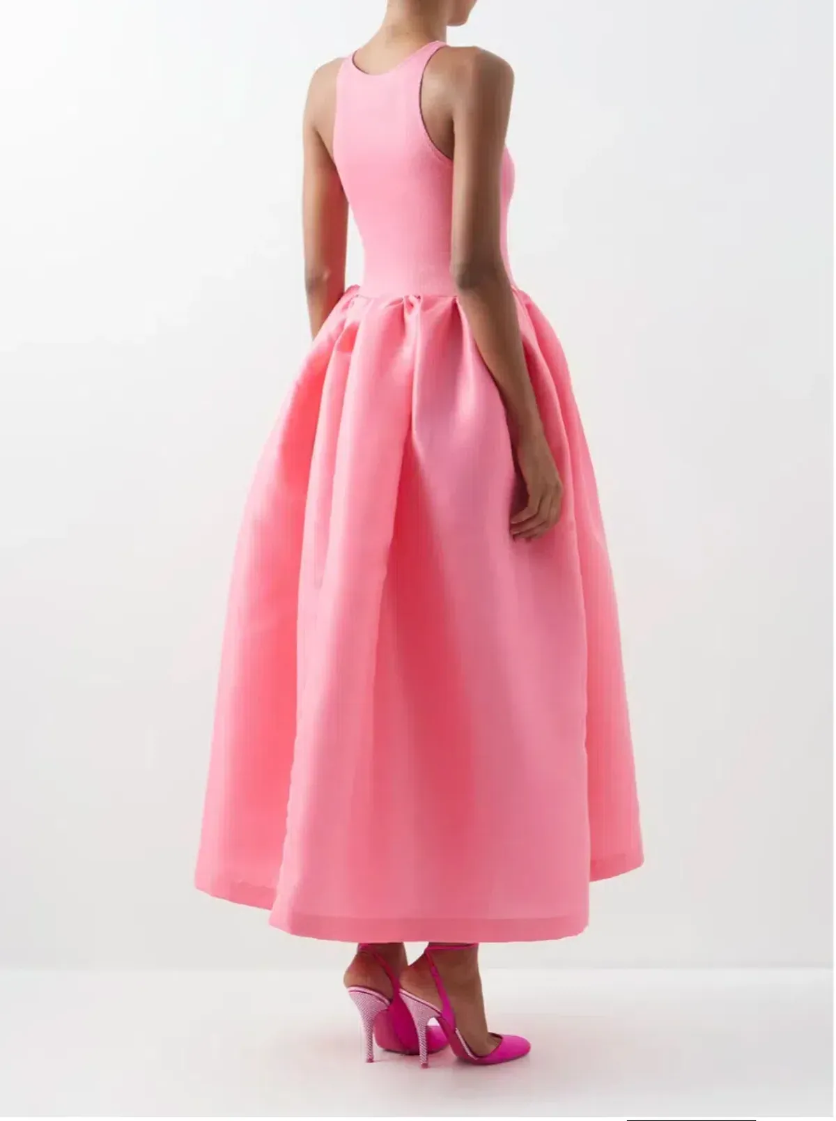  Marques' Almeida Cotton And Taffeta Midi Dress in Pink Size S / Au 8 - Image 2