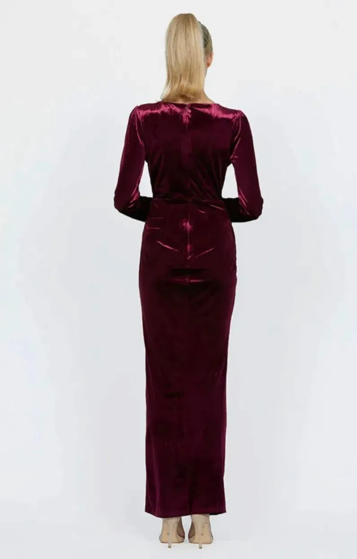 Bariano Isla Sleeve Maxi Dress in Velvet Red Size 8 - Image 2