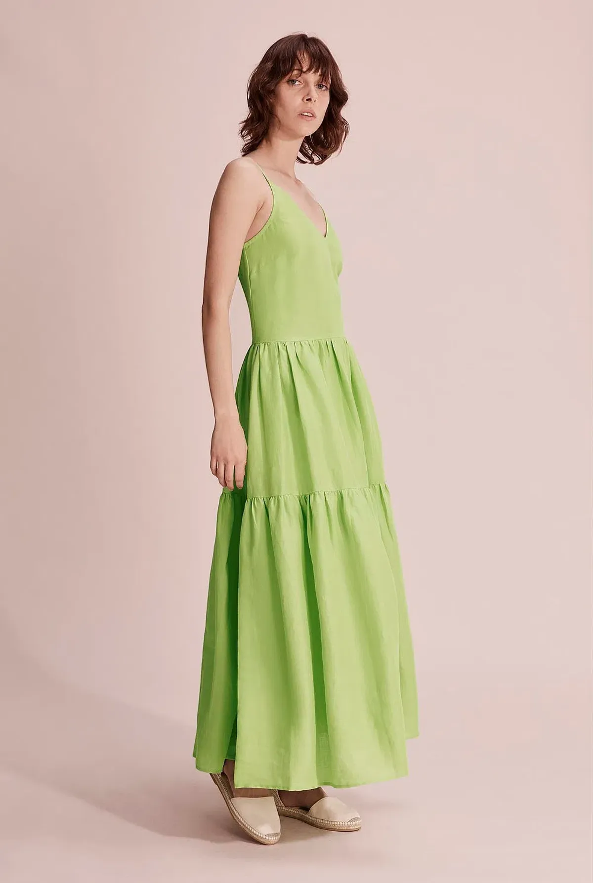 Country Road Tiered Maxi Dress Celery Green Size 12 - Image 2