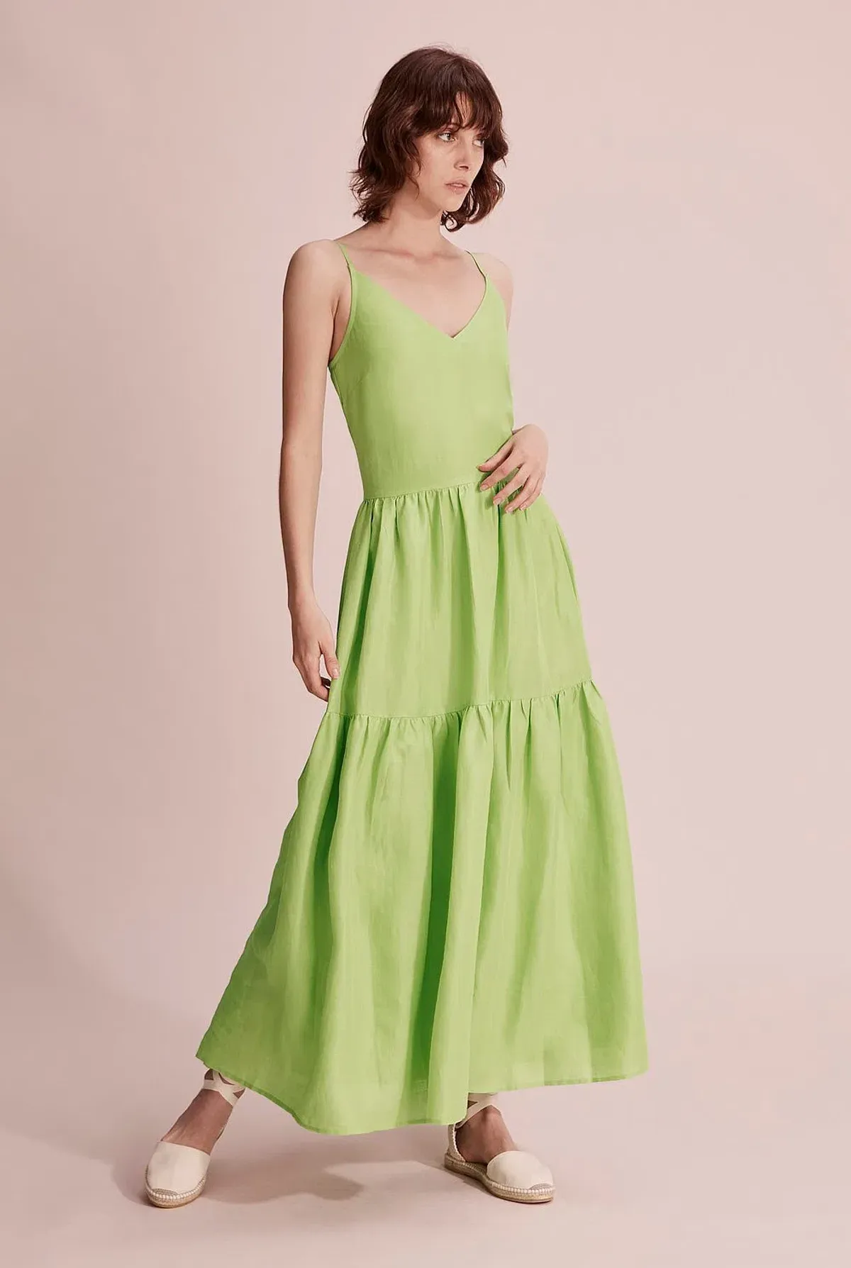 Country Road Tiered Maxi Dress Celery Green Size 12 - Image 1