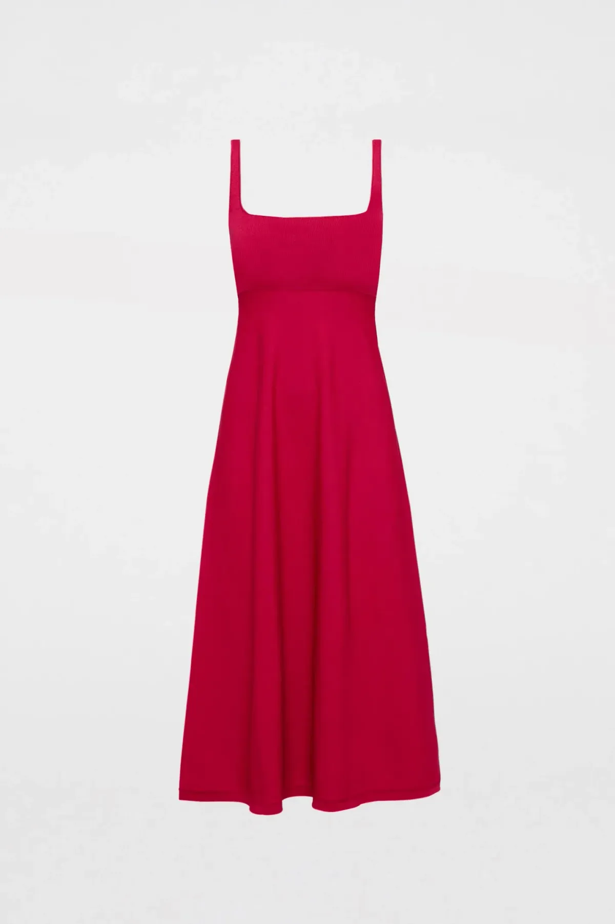Scanlan Theodore Crepe Knit Square Neck Dress in Raspberry Red Size S/ AU 8 - Image 3