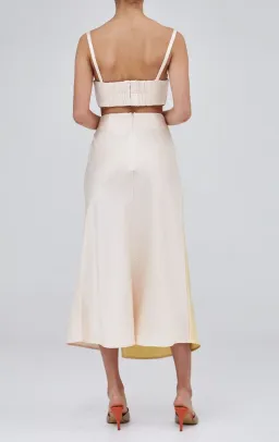 C/MEO Collective Opposite Sides Skirt and Crop Set in Ecru with Limoncello Size 10 for rent on The Volte - image 3