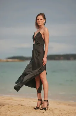 Sonya Moda Satin Embellished Keyhole Dress Black Size 10 for rent on The Volte - image 2