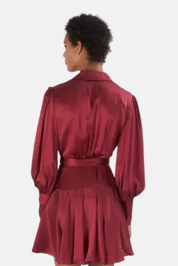 Zimmermann Silk Wrap Mini Dress Burgundy Size 0/ Au 8 for rent on The Volte - image 4
