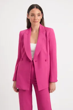 Kookai The Oyster Slim Blazer & Pants Set Fuchsia Size 8/34 for rent on The Volte - image 2