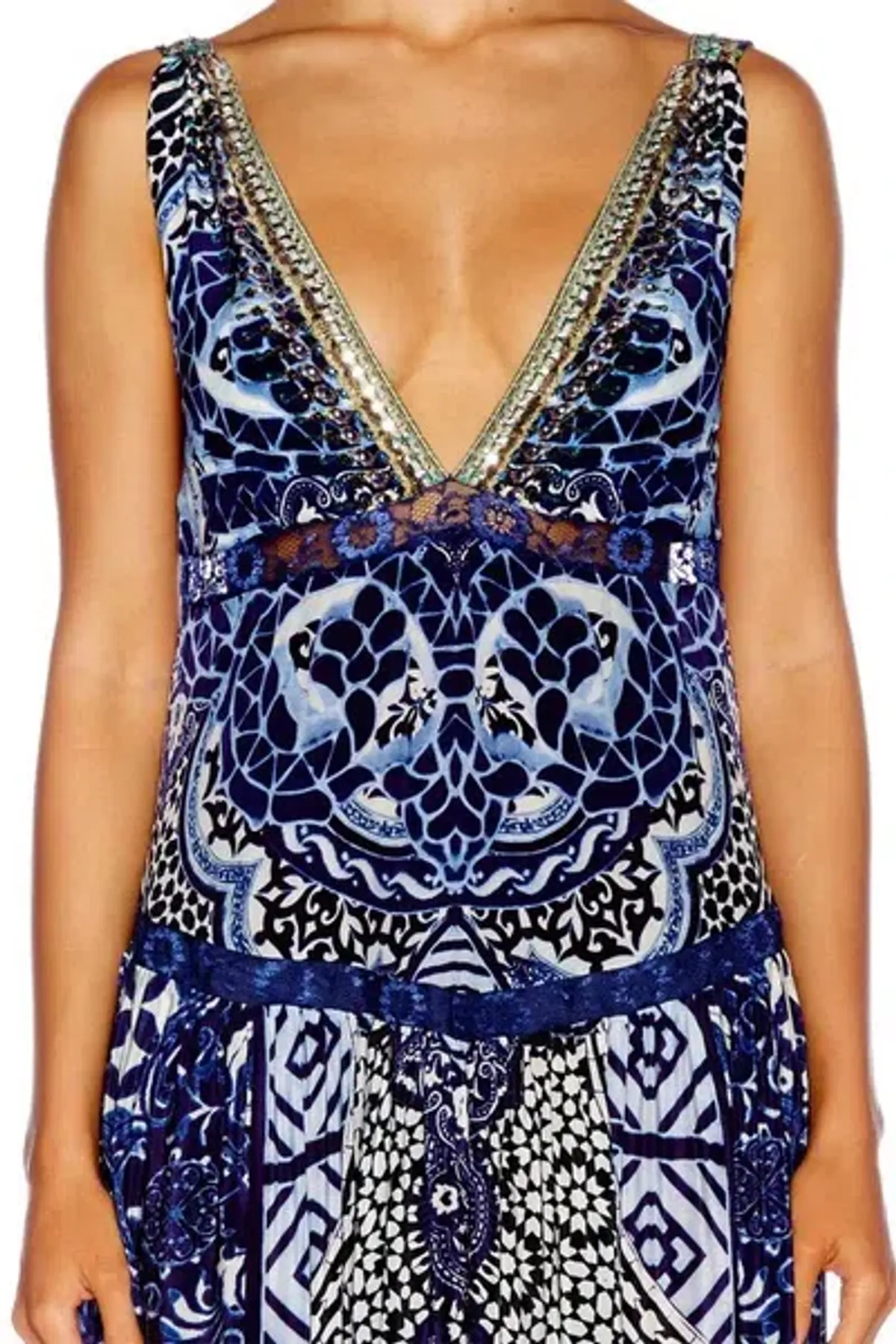 Camilla Under V-neck Gathered Tiered Maxi Dress The Medina Moon Size 14 - Image 7