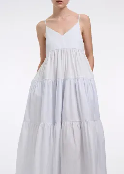 CO Collections V-Neck Tiered Dress in Cotton Blue Stripe Size S / AU 6  for rent on The Volte - image 2