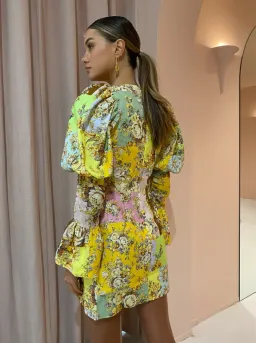 Alemais Matilde Puff Sleeve Mini Dress Print Size 10 for rent on The Volte - image 3