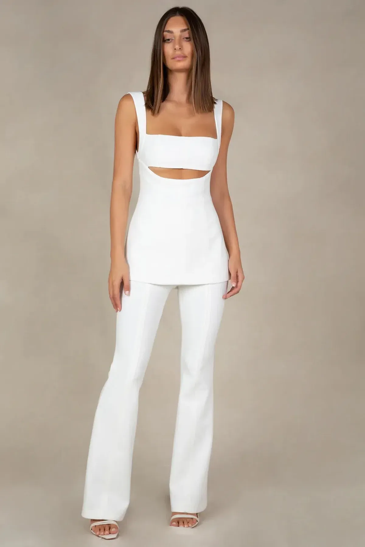Misha Costanza Bonded Crepe Jumpsuit White Size 10/M - Image 1