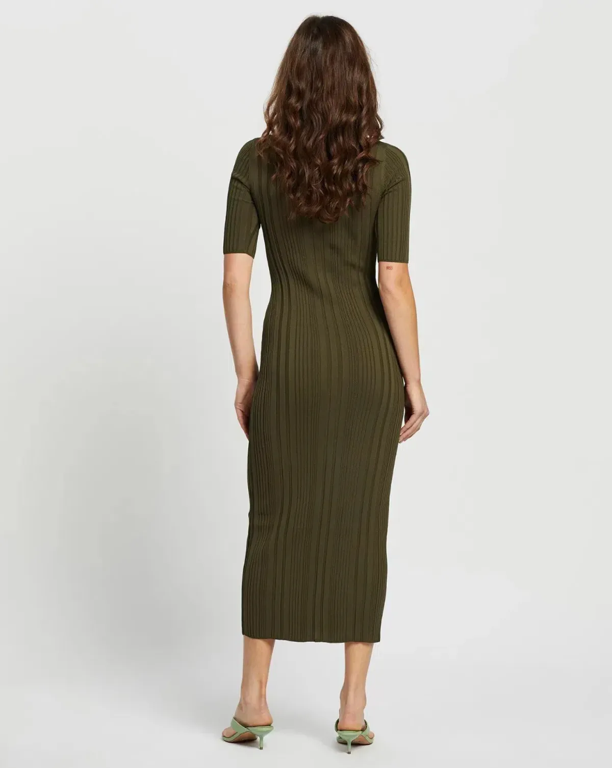 Bec & Bridge Esme Knit Midi Dress Olive Size 12 - Image 3