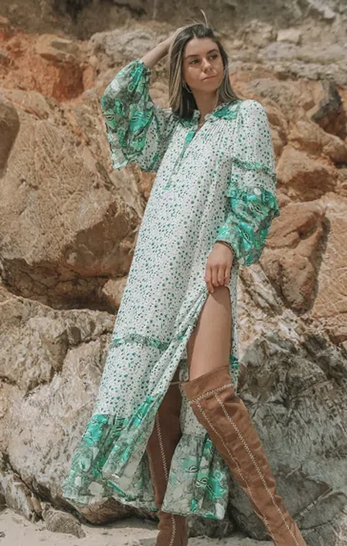 Spell & The Gypsy 'Unicorn Tears' Maxi Dress Green Size 8 - Image 3