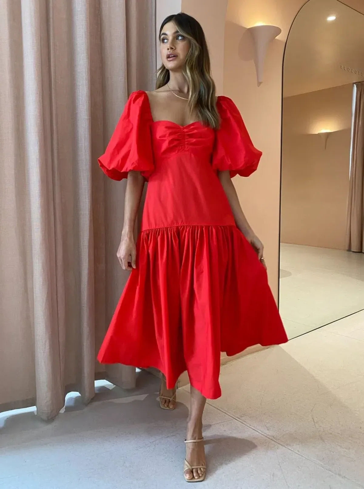 Steele Luna Midi Dress Scarlet Size 8 - Image 2