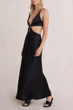 Bec & Bridge Felix V Maxi Dress Black Size 8 for rent on The Volte - image 2