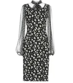 Dolce & Gabbana Floral Midi Dress Black/White Size 38/ Au 6 for rent on The Volte - image 3