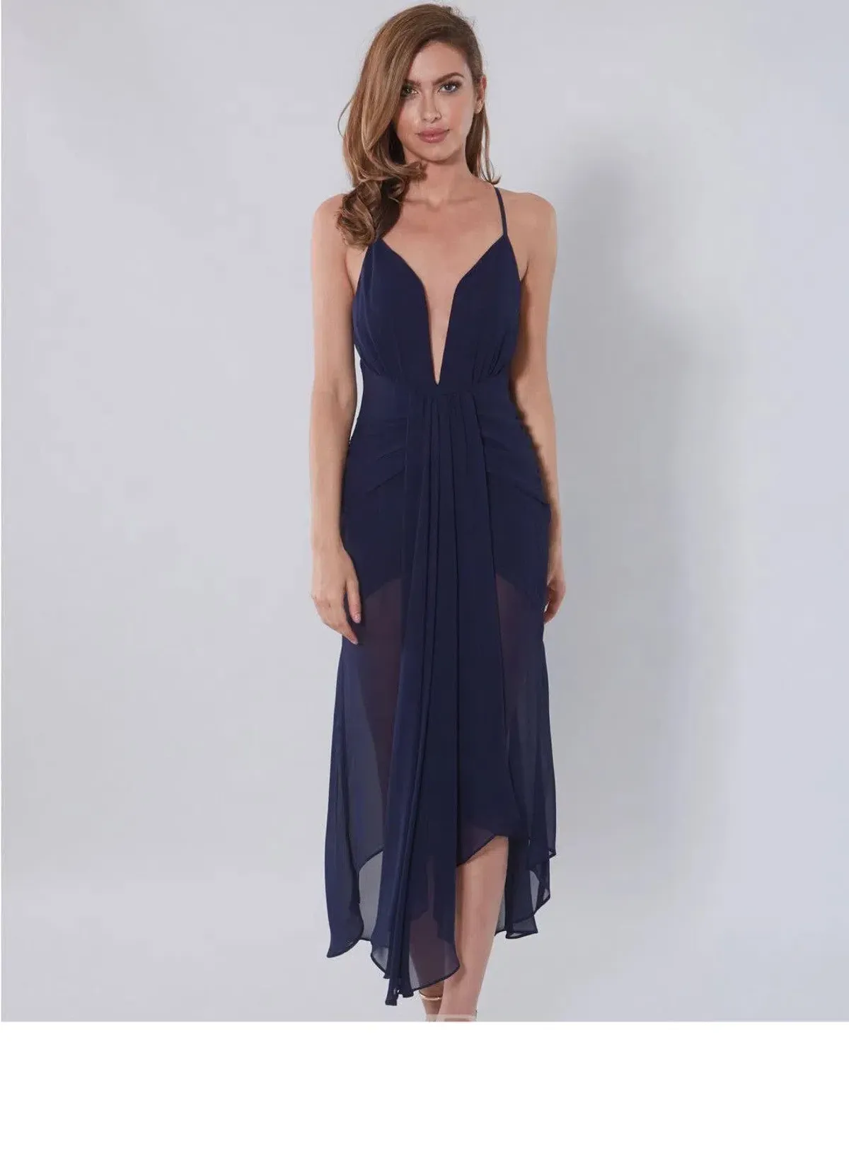 Shona Joy Orpheus Waterfall Dress Navy Size 12 - Image 1