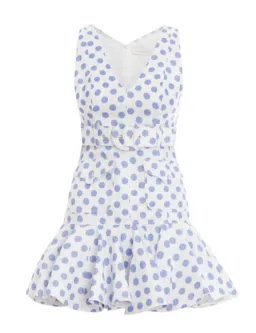 Zimmermann Super Eight Safari Mini Dress Ivory/Blue Dot Size 0/Au 6  for rent on The Volte - image 4