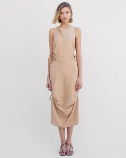 Suboo The Liz Rouched Midi Tank Dress Gold Size L / Au 12 for rent on The Volte - image 1