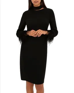 Carla Zampatti Feather Cocktail Dress Black Size 4 for rent on The Volte - image 2