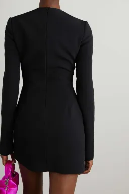 David Koma Embellished Tulle Paneled Cady Mini Dress Black Size 8 for rent on The Volte - image 3