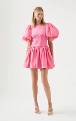 Aje Gianna Puff Sleeve Mini Dress Pink Size AU 12 for rent on The Volte - image 1